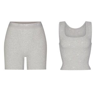 SWAROVSKI X SKIMS SET COTTON RIB BOXER & TOP